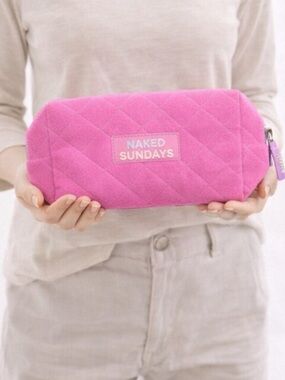 Naked Sundays Pink Quilted Make Up Bag with Zipper